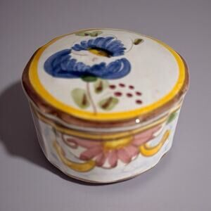 Vintage Italy Ceramic D'Arte Sambuco Mario & Co Floral Trinket Box Spring